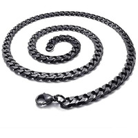 Yellow Chimes Chain for Men and Boys Black Chain Men Flat Curb Neck Chain for Men | Stainless Steel Chains for Men | Birthday Gift for Men and Boys Anniversary Gift for Husband