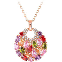 Yellow Chimes Chain Pendant for Women Multicolor Swiss Zircon Crystal Pendant 18k Rose Gold Plated Chain Pendant for women and Girls.