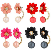 Yellow Chimes Stud Earrings for Women 4 Pair Combo Earrings Modern Style Latest Floral Pearl Studs Earrings Set For Women and Girls