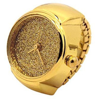 Yellow Chimes Rings for Women Watch Ring Gold Dial Analog Ring Watch Stretchable Ring for Women and Girls.
