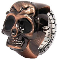 Yellow Chimes Rings for Men Watch Ring Skull Design Vintage Look Stretchable Finger Ring Watch For Men and Boys.