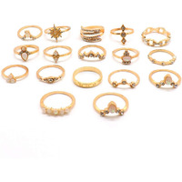 Yellow Chimes Rings for Women and Girls Fashion Aesthetic Golden Ring Set | Gold Plated Aesthetic Ring Knuckle Rings Set 8 Pcs Combo Boho Vintage Ring | Birthday Gift For Girls and Women