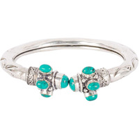 Yellow Chimes Oxidised Silver Bracelet for Men Turquoise Green Tribal Stone Silver Oxidised Kadaa Bangle Bracelet for Women and Girls