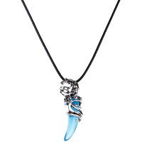 Yellow Chimes Pendant for Men Vintage Blue Crystal Men Pendant Wolf Tooth Retro Style Evil Spirits Leather Pendant for Men and Boys.