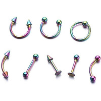 Yellow Chimes Body Piercing Jewelry for Unisex 8 pcs Set Helix Body Piercing Ear Eyebrow Nose Lip Stainless Steel Cartilage Body Jewelry for Women and Men.