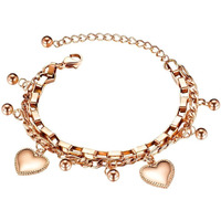 Yellow Chimes Bracelet for Women and Girls Rose Gold Bracelets for Women and Girls | Western Style Stainless Steel Heart Charm Chain Bracelet | Birthday Gift For girls and women Anniversary Gift for Wife
