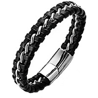 Yellow Chimes Bracelets for Men and Boys Black Leather Bracelet for Men | Magnetic-Clasp Genuine Leather Wrap Bracelets for Men | Birthday Gift for Men and Boys Anniversary Gift for Husband