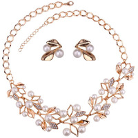 Yellow Chimes Necklace with Earrings Collection Gold Plated and Pearl Jewellery Set for Women (White;Golden)(YCFJNKS-13PRL-GL)