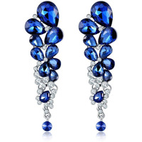 Yellow Chimes Danglers Earrings for Women Blue Crystal Earrings Platinum Plated Long Danglers Earrings For Women and Girls.