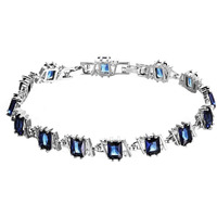 Yellow Chimes Women Crystal Bracelets | Geometric Shaped Silver Toned Bracelets |Blue CZ Crystals Bracelet For Woman | Birthday Gift for Girls & Women Anniversary Gift for Wife