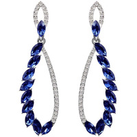 Yellow Chimes Crystal Danglers Earrings for Women | Blue Earrings for Girls | Fashion Women Earrings | Leafy Shaped Long Dangler Earrings | Birthday Gift For Girls Anniversary Gift for Wife