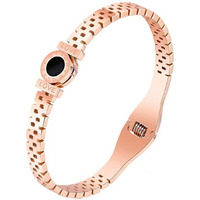 Yellow Chimes Bracelet for Women Stainless Steel Rose Gold Plated Statement Style Black Circle Design Kadaa Bracelet for Women and Girls.