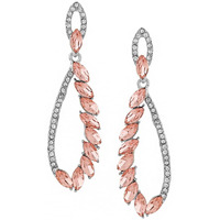 Yellow Chimes Dangler Earrings for Women | Silver Toned Leaf Shaped Danglers Earrings | Pink & White Crystal Studded Fashion Earrings | Birthday Gift For Girls Anniversary Gift for Wife
