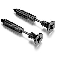 Yellow Chimes Earrings for Men and Boys Fashion Studs for Men | Silver Gold Toned Black Studs | Stainless Steel stud Earrings | Birthday Gift for Men and Boys Anniversary Gift for Husband (Design 15)