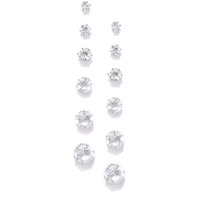 Yellow Chimes Stud Earrings for Women Combo of 6 Pairs White Crystal Studs Silver Plated Multiple Stud Earrings for Women and Girls.