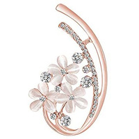 Yellow Chimes Floral Brooch for Women Elegant Rosegold Plated Opal Crystal Floral Brooch for Women and Girls