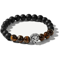 Yellow Chimes Beads Bracelet for Men Dvine Lion Head Natural Tigers Eye Stone Black Reiki Healing Stretchable Beads Bracelet for Men and Boys.