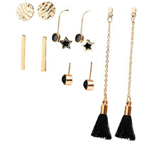 Yellow Chimes Earrings Set for Women Combo of 5 Pairs Gold Plated Geometric Design Danglers Earrings for Women and Girls.