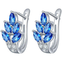 Yellow Chimes Clip on Earrings for Women Blue Crystal Earrings Leafy Fashion Rhodium Plated Crystal Clip On Earrings for Women and Girls.
