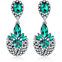 Yellow Chimes Danglers Earrings for Women Green Crystal Earrings Elegant Silver Plated Crystal Drop Earrings For Women and Girls.