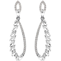 Yellow Chimes Danglers Earrings for Women Elegant Silver Plated White Crystal Long Dangle Earrings for Women and Girls.
