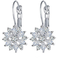 Yellow Chimes Clip on Earrings for Women A5 Grade Crystal Silver Plated Floral Clip-on Earrings for Women and Girls
