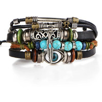 Yellow Chimes Evil Eye Wrap Collection Charm Bracelet for Men (Black)(YCFJBR-B31EVIL-BK)
