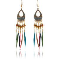 Yellow Chimes Danglers Earrings for Women | Multicolored Beads Earrings | Long Tassel Gold Plated Dangler Earrings | Birthday Gift For Girls Anniversary Gift for Wife