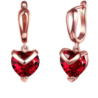 Yellow Chimes Drop Earrings for Women Fashion Red Crystal Drop Earrings | Heart Shaped Rosegold Plated Drop Earrings for Girls | Birthday Gift For Girls & Women Anniversary Gift for Wife