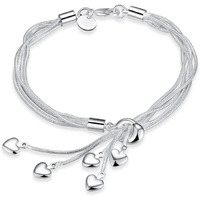 Yellow Chimes Bracelet for Women and Girls | Fashion Silver Hanging Charm Bracelets for Women and Girls | Heart Shape Silver Tone Charms Style Bracelet | Accessories Jewellery for Women | Birthday Gift for Girls and Women Anniversary Gift for Wife