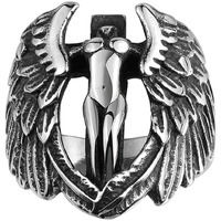 YELLOW CHIMES Eagle Soul Black Tough Stainless Steel Bikers Ring for Boys and Men