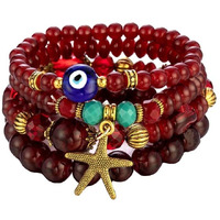 Yellow Chimes Bracelet for Women and Girls Evil Eye Nazariya Bracelets for Women | 4 Pcs Red Beads Layered Bracelet | Birthday Gift For girls and women Anniversary Gift for Wife