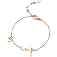 Yellow Chimes Anklets for Women Rose Gold-Plated Stainless Steel Heartbeat Charm Anklet For Women and Girls Valentine Gift for Girls