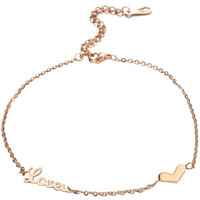 Yellow Chimes Anklets for Women Rose Gold-Plated Stainless Steel Love Heart-Shaped Fashion Anklet For Women and Girls Valentine Gift for Girls