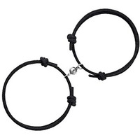 Yellow Chimes Valentine Gift for Girls Bracelet for Women and Men | Black Couple Band Bracelets for Girls and Boys | Magnetic Charms Thread Couple Bands Bracelet | Gift for Valentines