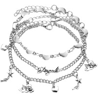 Yellow Chimes Combo Bracelets for Women 3 Pcs MultiLayer Silver Plated Stack Bracelet Set For Women and Girls