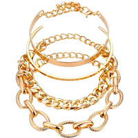 Yellow Chimes Combo Bracelets for Women Gold Plated 4 Pcs Chain Bracelet Set For Women and Girls