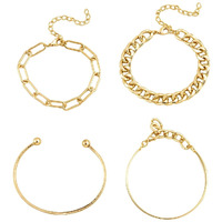 Yellow Chimes Combo Bracelets for Women Set of 4 Gold Plated Stack Chain Bangle Bracelet Set for Women and Girls