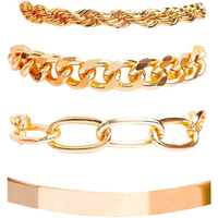 Yellow Chimes Combo Bracelets for Women 4 Pcs Gold Plated Bracelet Multilayer Stack Style Chain Bracelets Set for Women and Girls