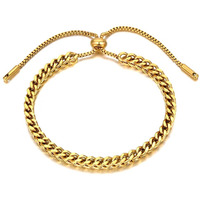 Yellow Chimes Chain Bracelet for Women Gold Plated Adjustable Drawstring Stainless Steel Chain Bracelet for Women and Girls