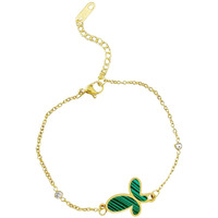 Yellow Chimes Bracelet for Women Stainless Steel Gold Plated Green Butterfly Charm Bracelet for Women and Girls