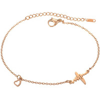 Yellow Chimes Bracelet for Women Rose Gold-Plated Stainless Steel Heartbeat Love Heart Charm Bracelet For Women and Girls Valentine Gift for Girls