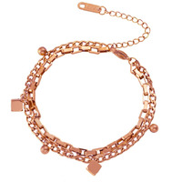 Yellow Chimes Chain Bracelet for Women Rose Gold-Plated Stainless Steel Layered Link Chain Bracelet For Women and Girls