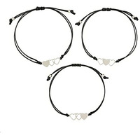 Yellow Chimes Bracelet for Women and Girls Fashion Silver Sister Bracelets for Women Girls | 3 Pcs Heart Shaped Best Sister Bracelets Set |Gift for Sister Bracelets Combo