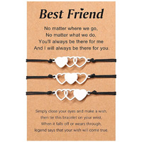 Yellow Chimes Bracelet for Women and Girls Fashion Silver Friendship Bracelets for Women Girls | 3 Pcs Heart Shaped Best Friends Bracelets Set |Gift for Best Friend Friendship Bff Bracelets