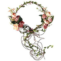 Yellow Chimes Tiara Fabric Floral Hair Vine for Women and Girls Pink Bridal Hair Vine Tiara Headband Hair Accessories