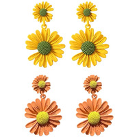Yellow Chimes Drop Earrings for Women Combo of 2 Pairs Floral Drop Earrings Yellow Peach Casual Wear Drop Earrings For Womens and Girls.