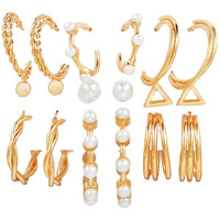 Yellow Chimes Hoop Earrings for Women Set Of 9 Pairs Gold Plated Combo Hoop Stud Earrings Set For Women and Girls
