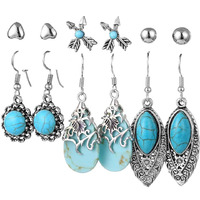 Yellow Chimes Earrings Set for Women Combo of 6 Pairs Oxidised Silver Drop Earrings Stud and Drop Earrings For Women and Girls.