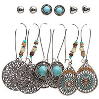 Yellow Chimes Earrings Set for Women Combo of 6 Pairs Oxidised Earrings Multicolor Ethnic Stud and Drop Earrings for Women and Girls.